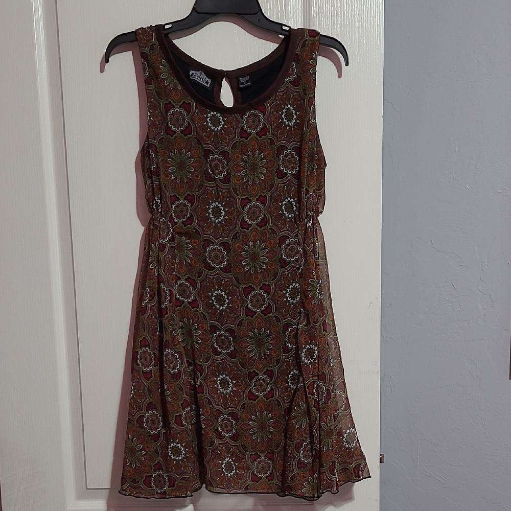 ANGIE Floral Sleeveless Dress - Brown size L